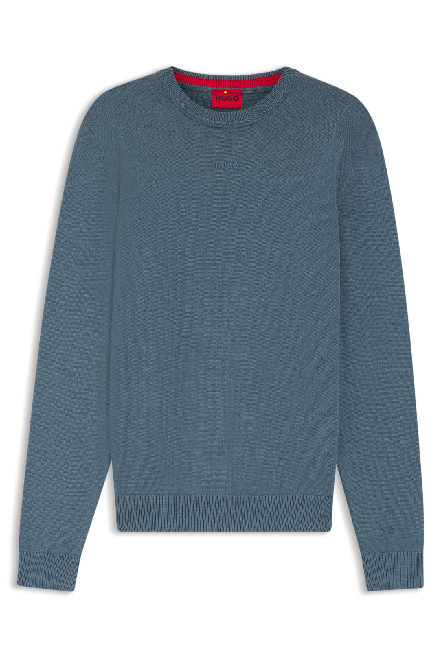 HUGO Herren San Cassius-C2 Slim-Fit Pullover aus Baumwolle mit Logo-Detail