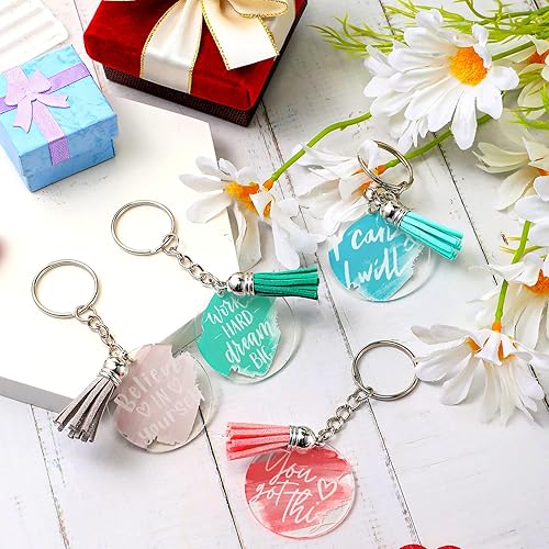 Miniatura 4 de Chunful 50 llaveros acrílicos inspiradores con borlas, regalos de agradecimiento a granel para empleados, profesores, compañeros de trabajo,