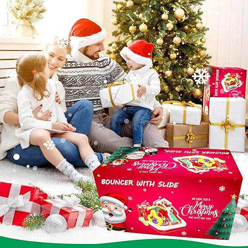 Miniatura 6 de HUMEHA Casa inflable de rebote con soplador para niños al aire libre en interiores, castillo animoso de salto 7 en 1 con tobogán, pozo de bolas,