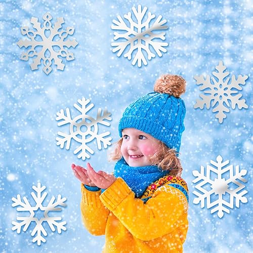 Miniatura 5 de Snowflake Cutouts Decorations Christmas Snowflake Paper Cutouts with Glue Point Dots for Christmas Party Winter Party Frozen Party Home Class Office