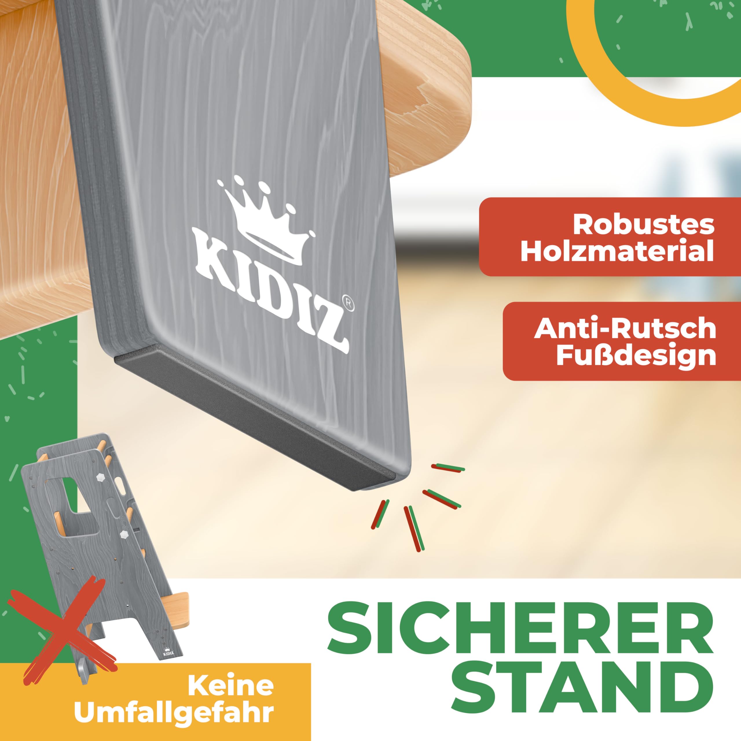 KIDIZ® Tour d'apprentissage pour enfants à partir de 1 an avec horloge d'apprentissage | Marchepied réglable en hauteur sur 3 niveaux en bois de pin | Favorise la motricité ludique et la tour