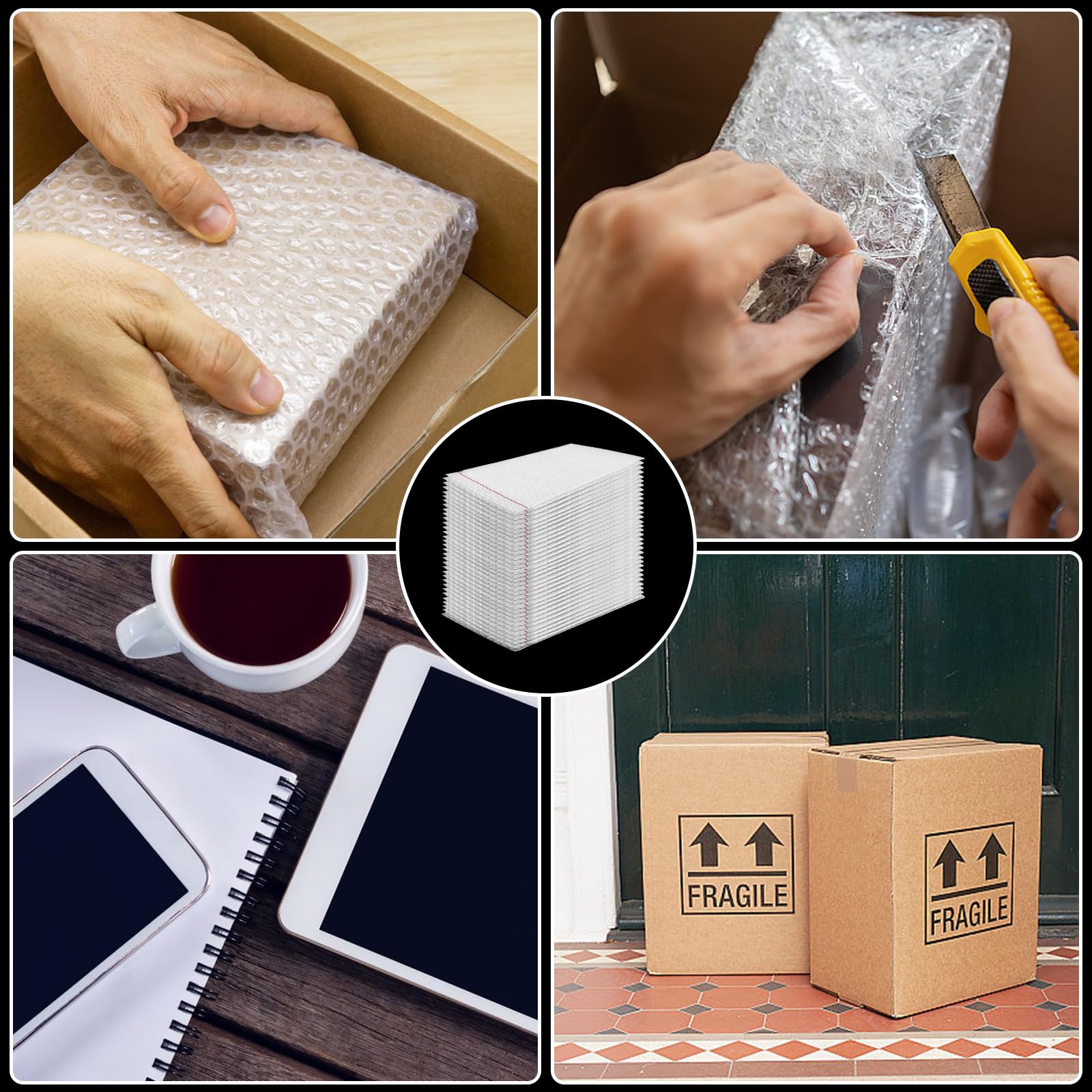 CYEER Lot de 100 sacs à bulles autocollants - 20 x 30 cm - Pour emballage d'expédition - Rembourrage résistant aux chocs