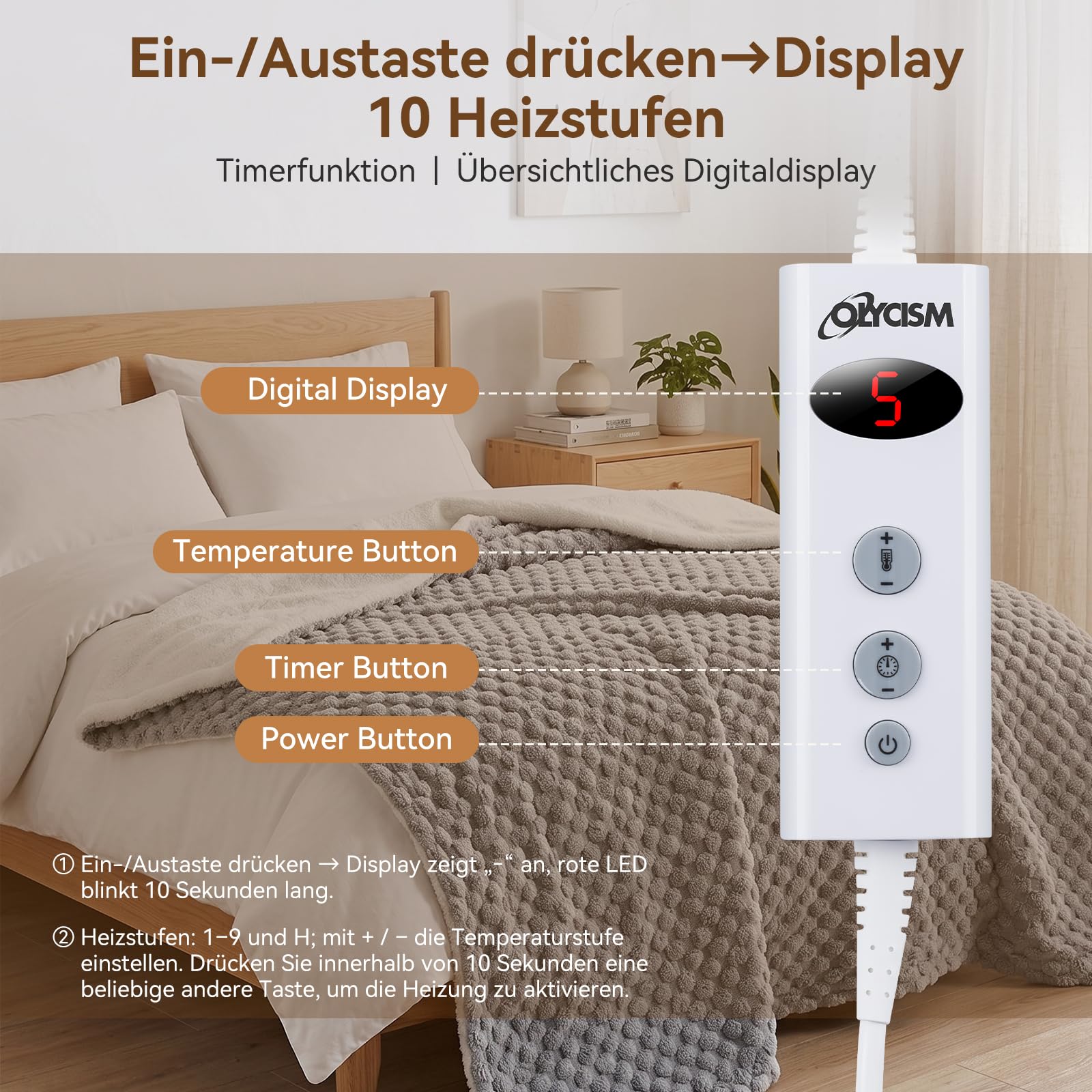 Manta electrica portatil 130x160cm gris, suave y plegable