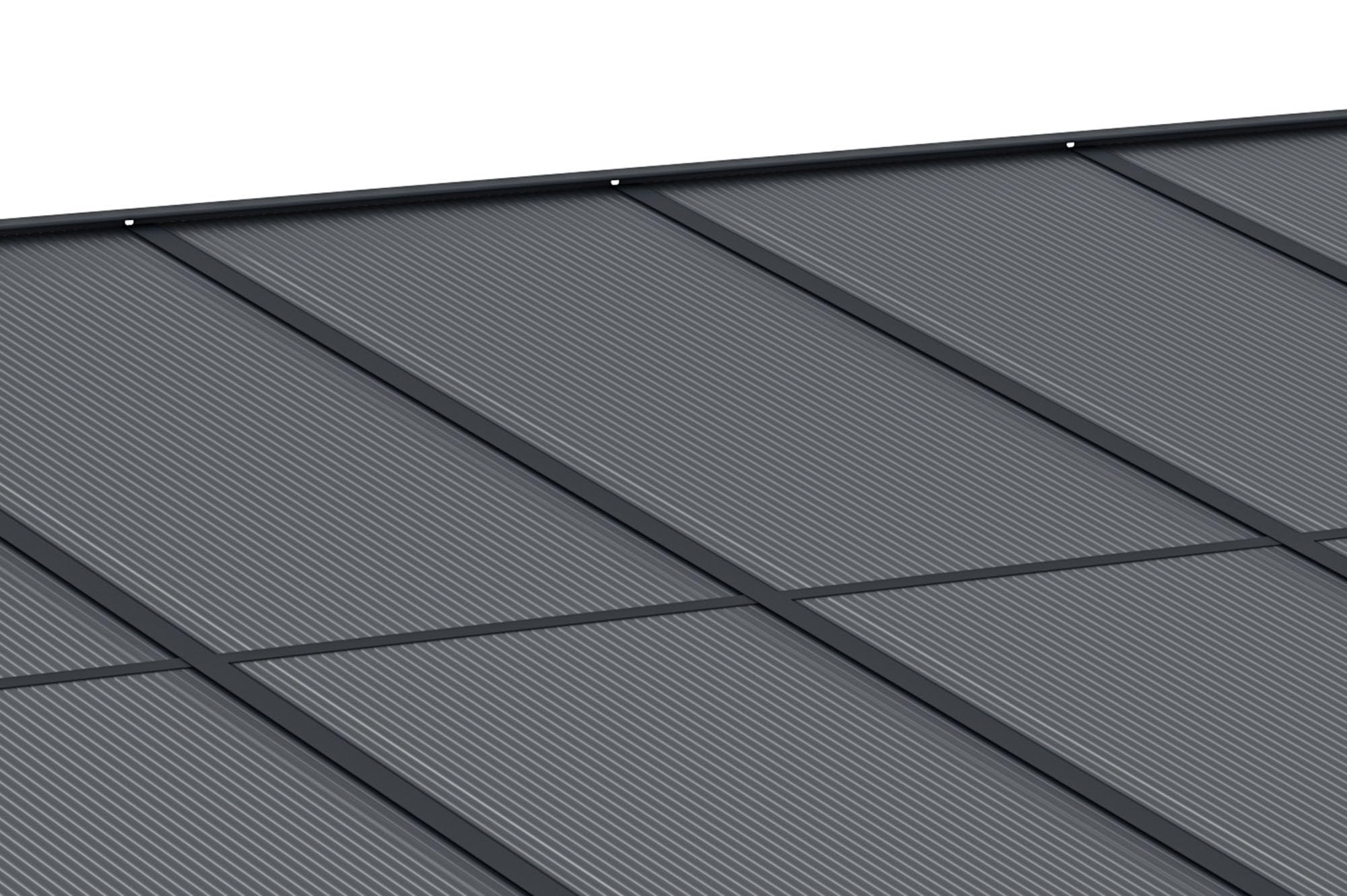 CAZEBOO Carport Pergola Adossée Aluminium KLEO 435x300 cm 4,5x3 m 14 m² Gris Anthracite Design Moderne Protection Terrasse Véhicule Résistant Anti-UV Réglable Haute Qualité Toit Polycarbonate UV30+