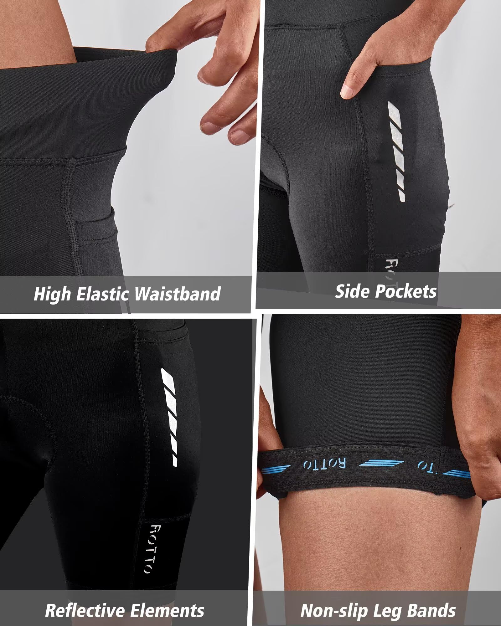 ROTTO Pantalones Cortos de Ciclismo para Mujer Acolchados con Relleno de Esponja y Gel con Bolsillos para Bicicleta Ciclismo de Carretera Montaña
