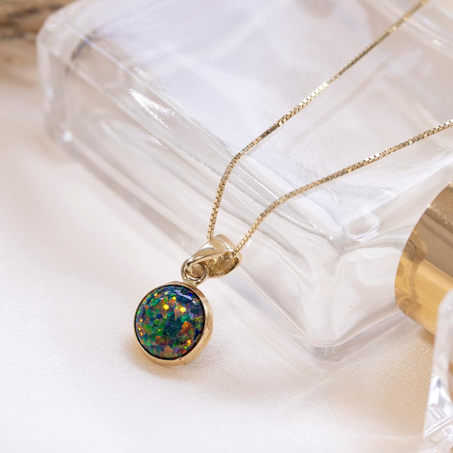14K Gold Gemstone Necklace for Women - Solid Gold Necklace - Gold Pendant Necklace - Gothic Necklace - Yellow Gold Necklace - Everyday Necklaces for Women - Gemstone Jewelry for Women - Image 9