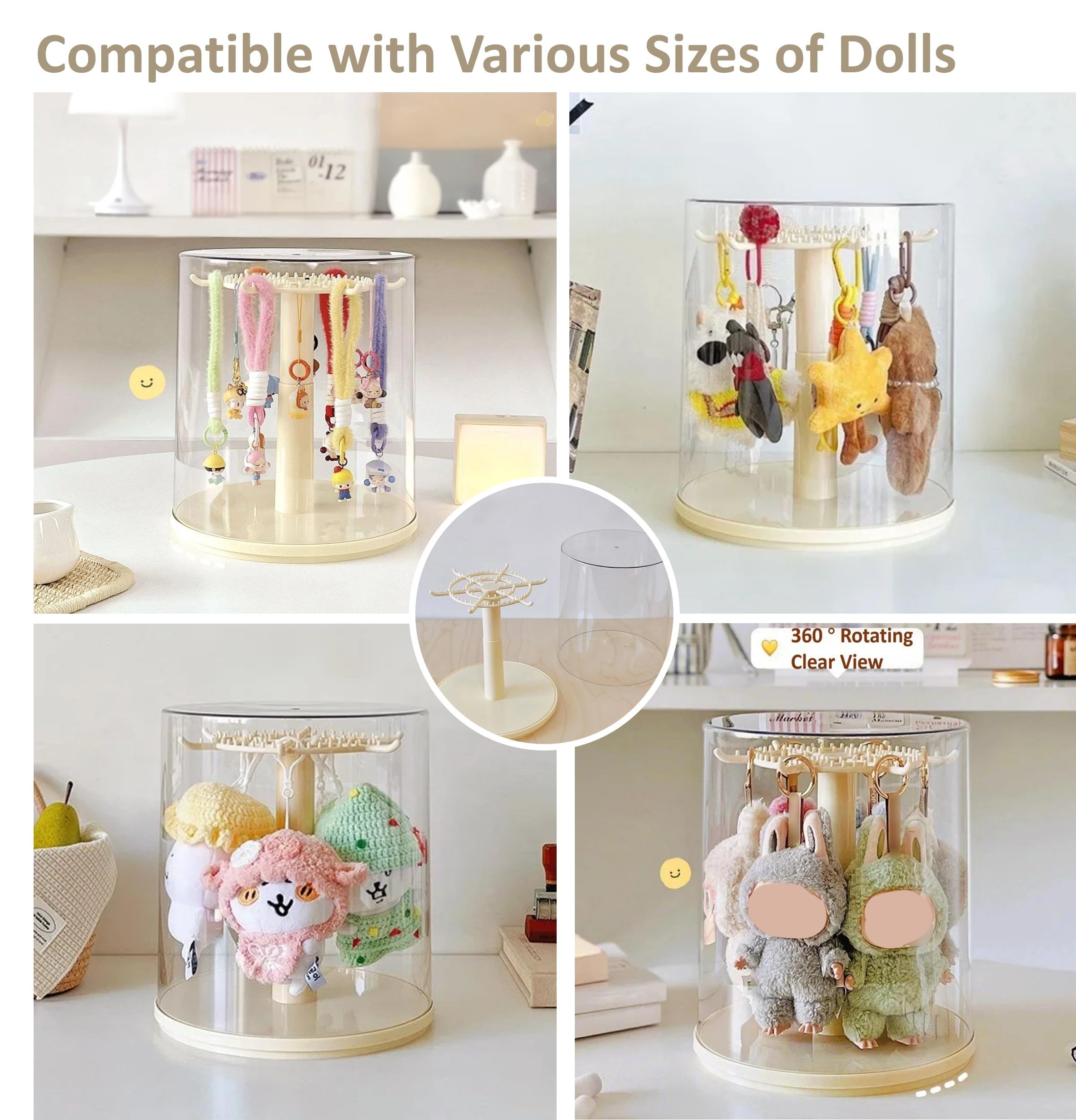置物 labububaby Rotating Display Case for LABUBU, Rotating Display Box for