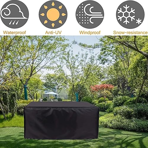 Miniatura 2 de Fundas negras para muebles de patio, 28 x 28 x 28 pulgadas, cubierta para muebles de exterior, impermeable, a prueba de polvo, rectangular, 420D