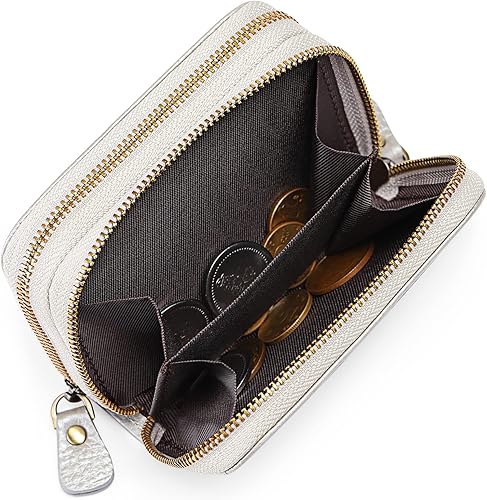 Miniatura 5 de GOIACII Cartera pequeña de cuero genuino para mujer, con bloqueo RFID para tarjetas de crédito