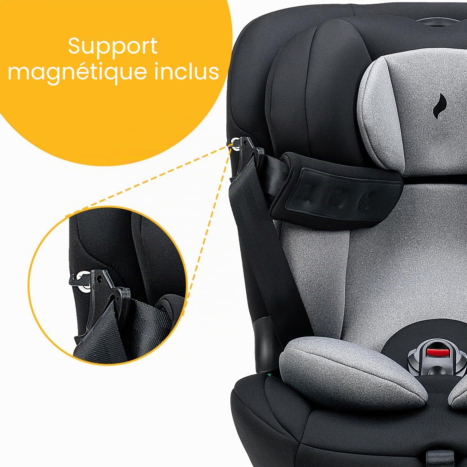 OSANN - Siège auto bébé/enfant Taos360 Rotatif 360° Isofix et Top-Tether - 40-150 cm - 0 à 12 ans - Groupe 1/2/3 - Gris, 11 hauteurs, Dos/face à la route, Supports magnétiques pour sangles d'épaules