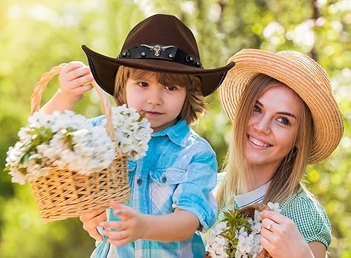 Miniatura 7 de Jastore sombreros occidentales para niños, sombreros de vaquero de fieltro para niños y niñas, sombrero Fedora Jazz, sombreros de vaquera con