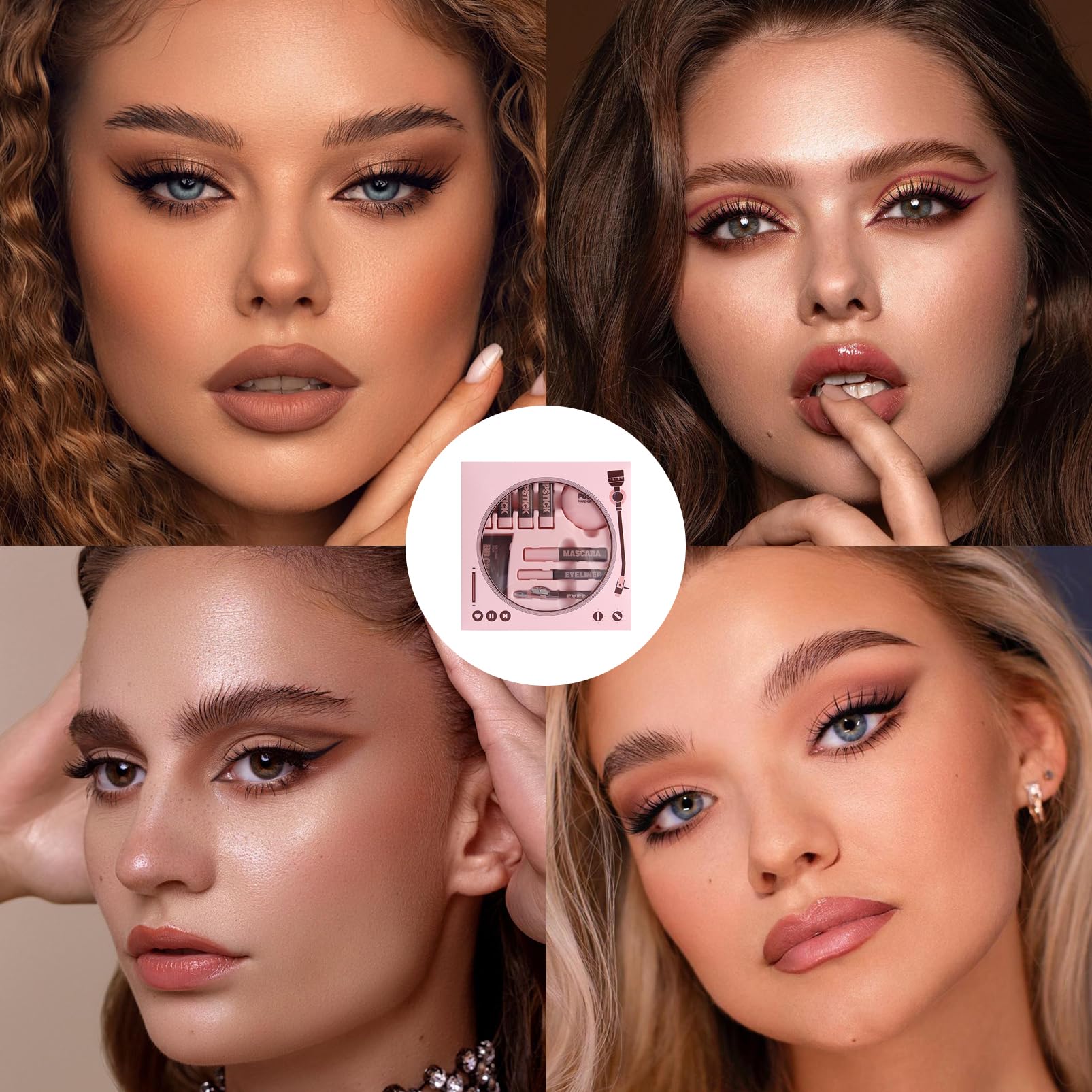 Set di Trucco All in One, 9 Pezzi Set di Trucco Regalo per Donne Ragazze Kit Completo di Cosmetici Starter Kit Rossetto, BB Crema, Polvere, Mascara, Eyeliner, Matita per Sopracciglia