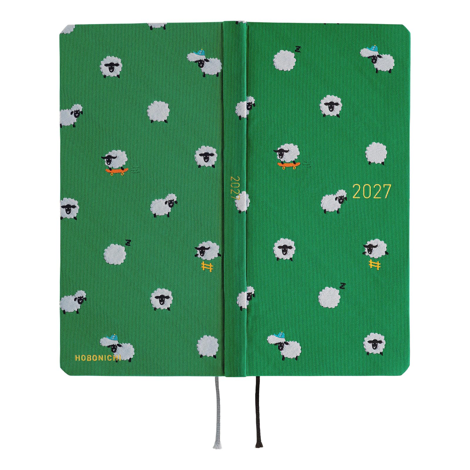 Hobonichi Techo 2027 Weeks – Bow & Tie: Sheep Sheep Sheep (English, Tall & Slim, January Start)