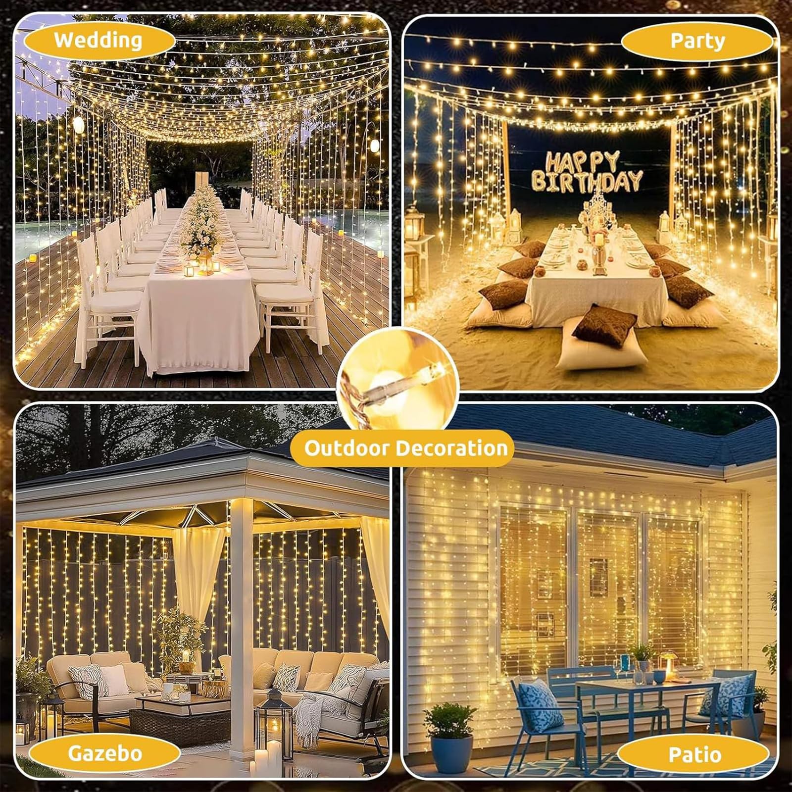 Guirnalda luminosa para exterior, 50 m, 500 LED, guirnaldas luminosas, Navidad, 8 modos, impermeable, IP65, guirnalda para decoración de Navidad, exterior, interior, para árbol de casa