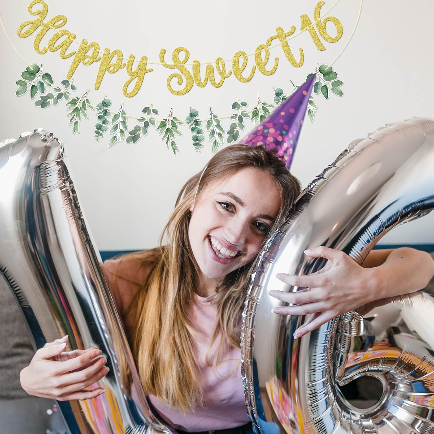 Qttier 16 Birthday Banner, Sage Green 16th Birthday Party Decor, 16th Birthday Decorations for Girls, Sweet Sixteen Party Decorations