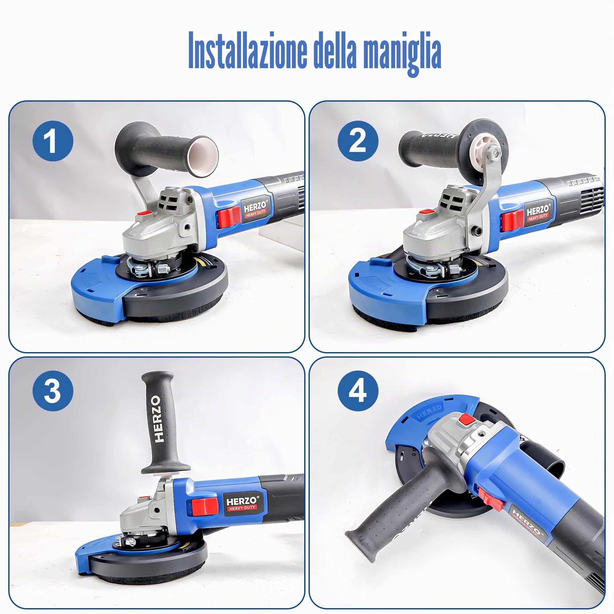 HERZO Smerigliatrice per calcestruzzo, set con mola diamantata e cappa di aspirazione, 1400 W (125 mm)