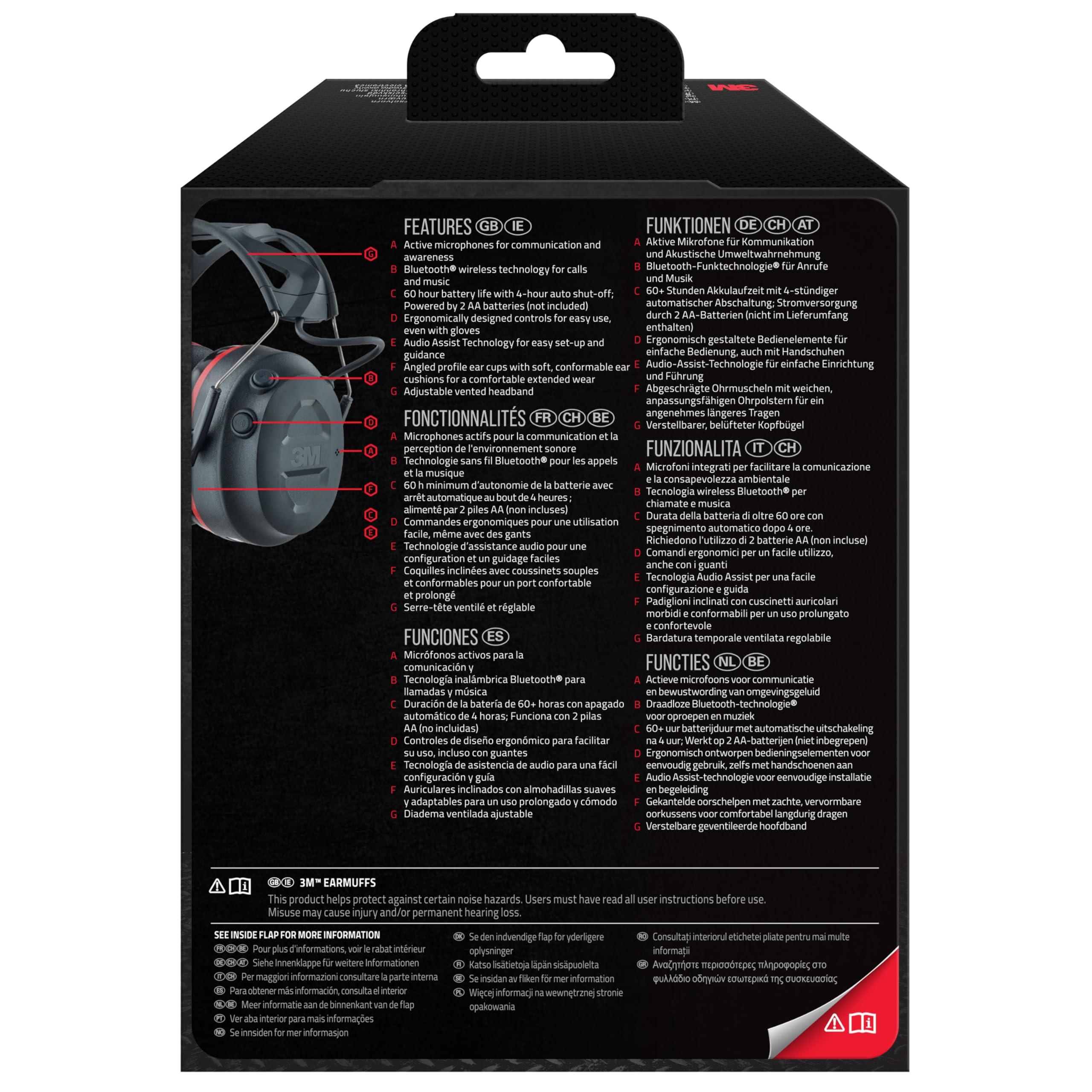 3M Pro-Protect Kapselgehörschutz 90545E, Bluetooth, SNR-Wert 30 dB, Schwarz