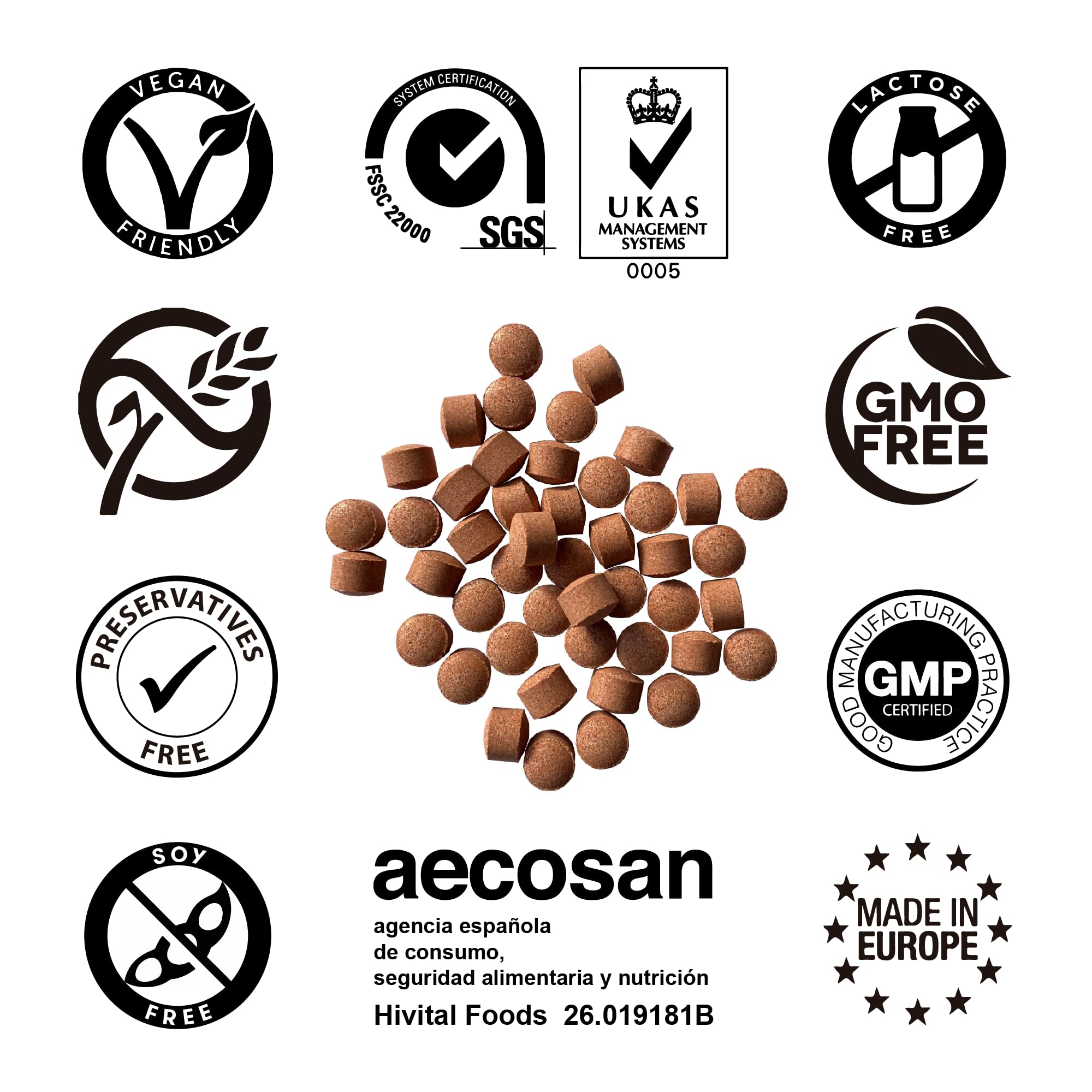 Levure de Riz Rouge concentrée avec Coenzyme Q10. 540 comprimés végétaliens pour 18 mois de traitement. Complètement naturel. Sans Citrinines. Fabriqué en Europe par HIVITAL