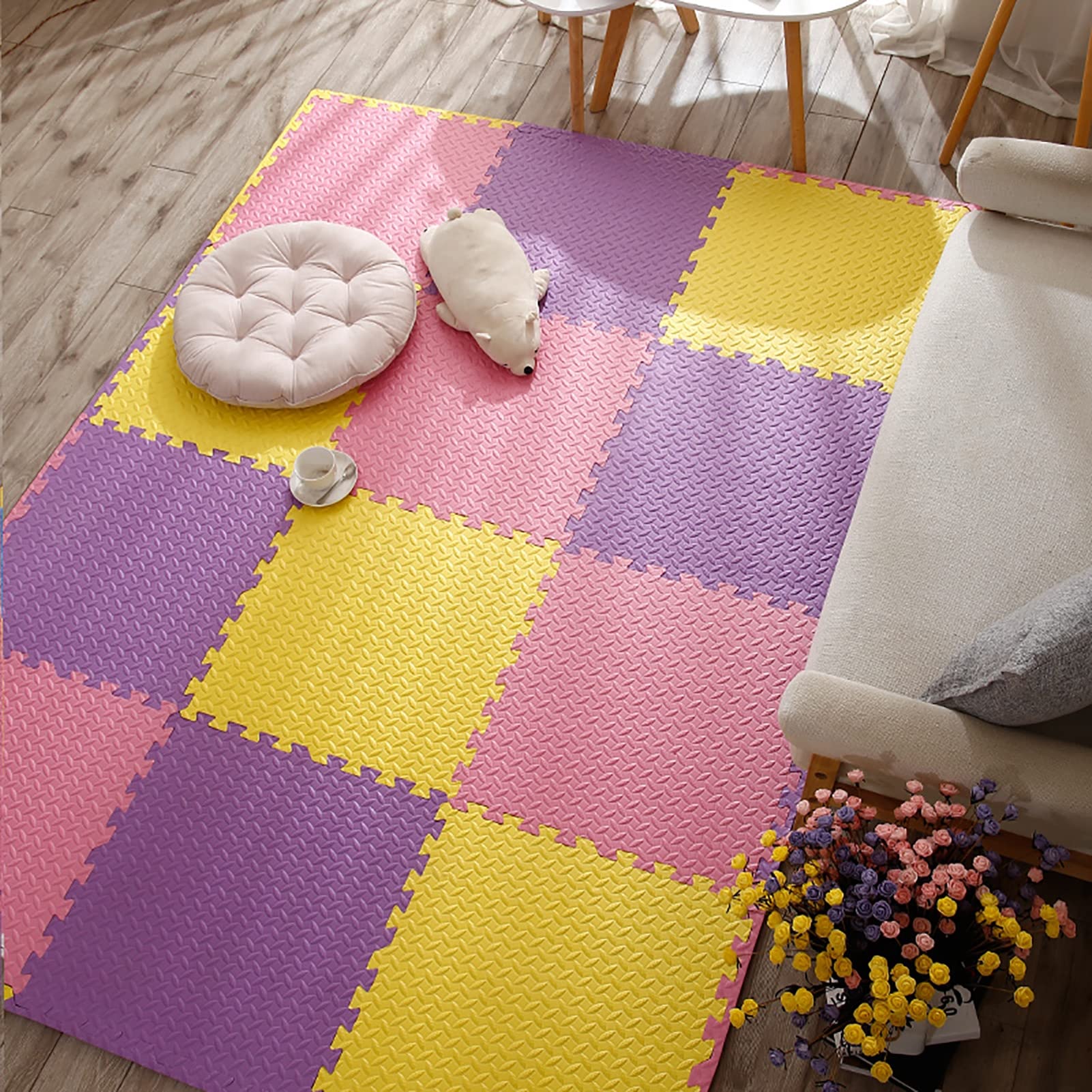 Kinder Puzzle Interlocking Spielmatte 30X30cm Weich, rutschfest Und Wasserdicht, 2.5Cm Dicke Baby Puzzlematte Krabbelmatte Für Kleinkinder, Kinder Oder Erwachsene, Multicolor,L,16Pcs