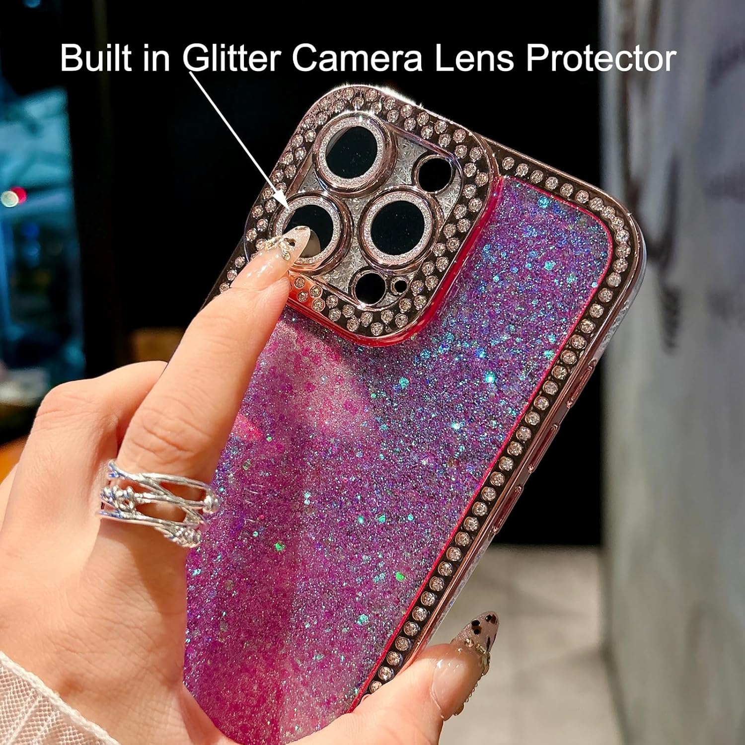 Glitter Bling Case for iPhone 16 Plus, Cute Luxury Sparkly Shiny Crystal Diamond Rhinestones Sequin with Camera Protector Soft TPU Bumper Shockproof Women Girls Case for iPhone 16 Plus,Silver - Image 2