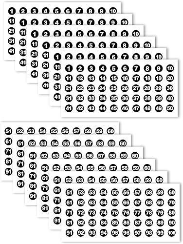 Miniatura 4 de 1200 calcomanías de números del 1 al 100, 24 hojas de calcomanías de vinilo para números, etiquetas impermeables, calcomanías numeradas