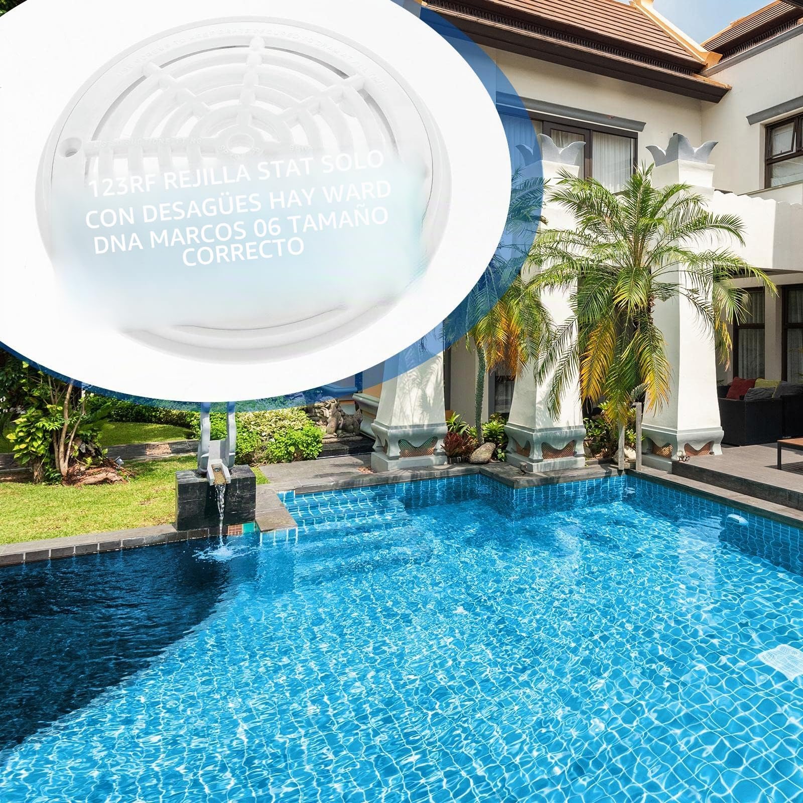 Tapa de Recambio Desagüe Principal Piscina Accesorio con Tornillos Blanco