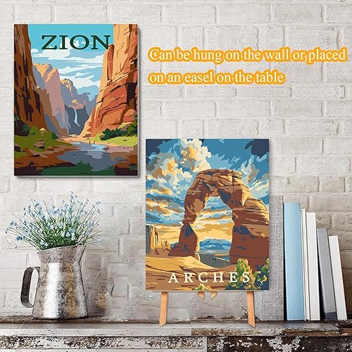 Vista 49 de VIGEGU Paquete de 4 pinturas por números para adultos, lienzo enmarcado, con caballete de madera, pintura por números para niños de 8 a 12 años