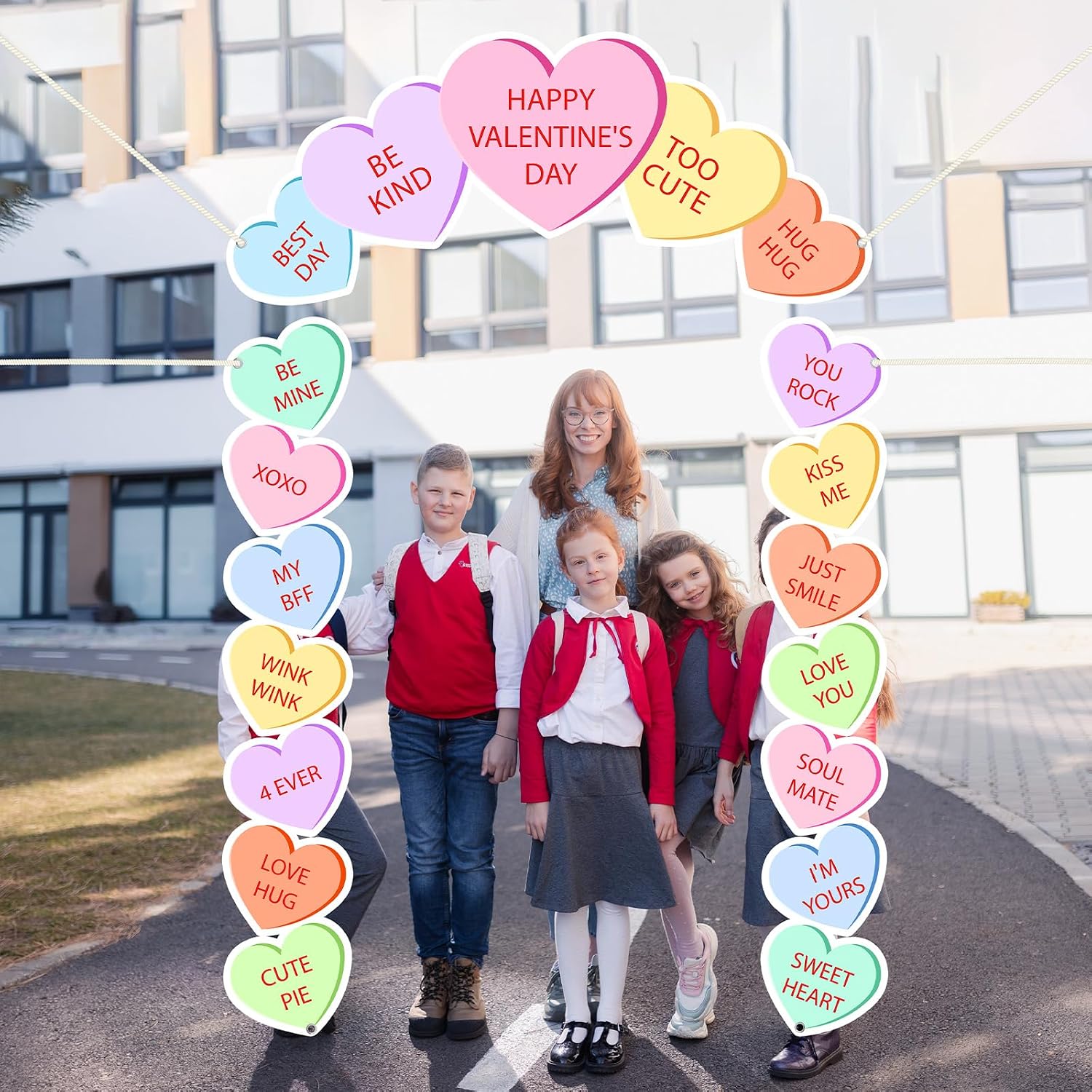 3Pcs Valentine's Day Door Banner Decorations Conversation Hearts Porch Banner Candy Heart Porch Signs Romantic Happy Valentines Day Hanging Backdrop for Wedding Anniversary Party School Home Decor