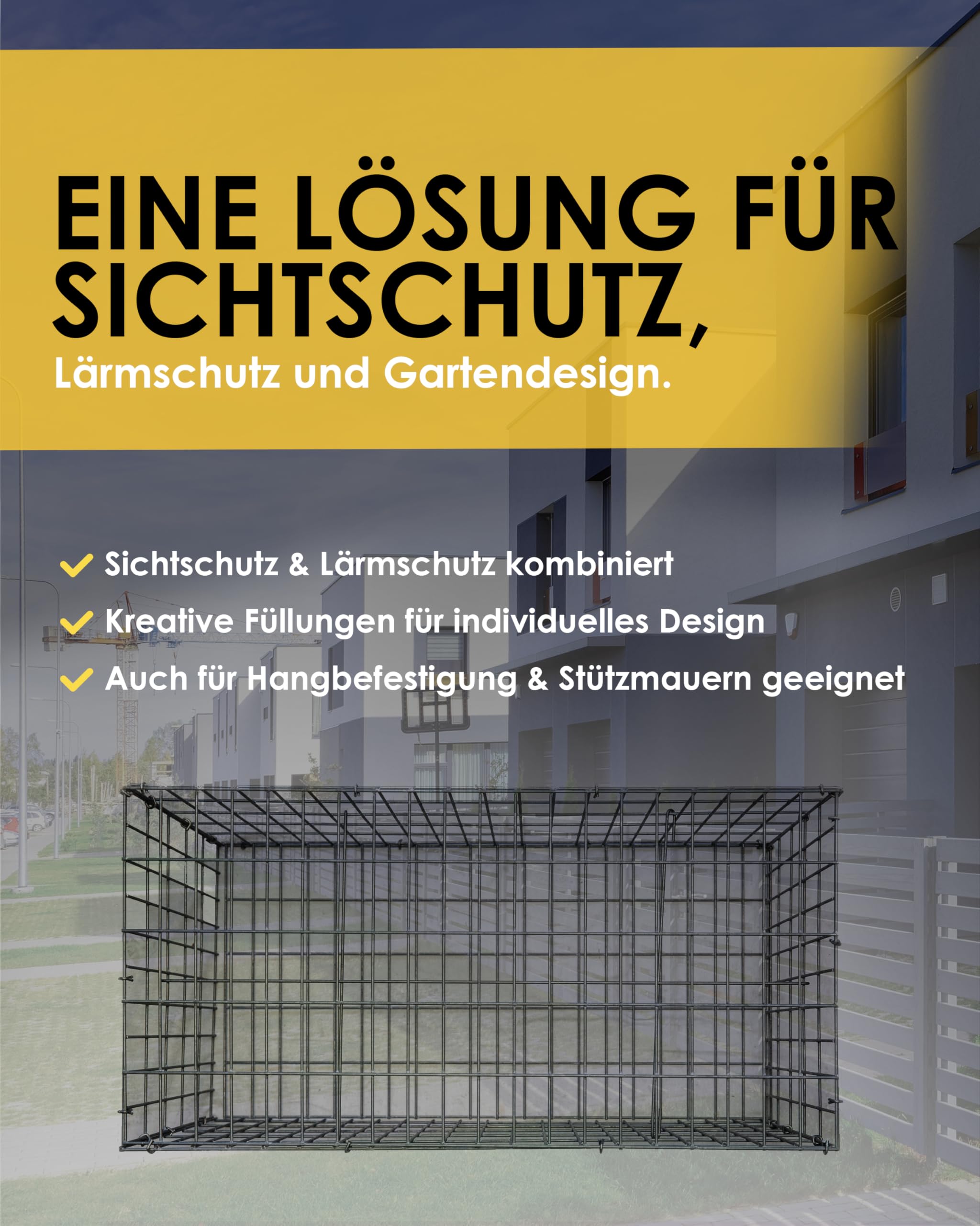 Zaundirekt Gabionen 100x50x50cm - Gabionenkorb inkl. Distanzhalter - Steinkorb Gabionen - Steingabione Made in Germany