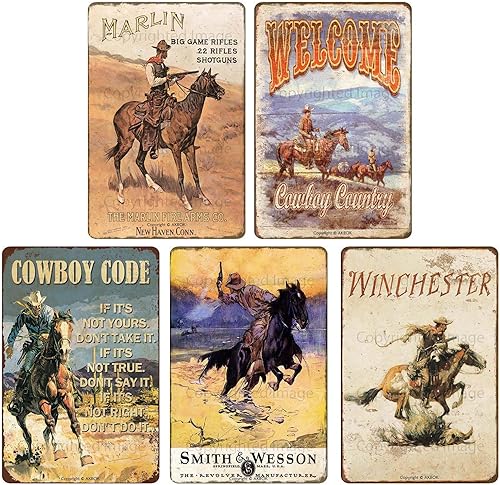 Letrero de metal vintage con diseño de vaquero occidental rústico, para pared, para bar, garaje, cueva, granja, casa de campo, decoración temática