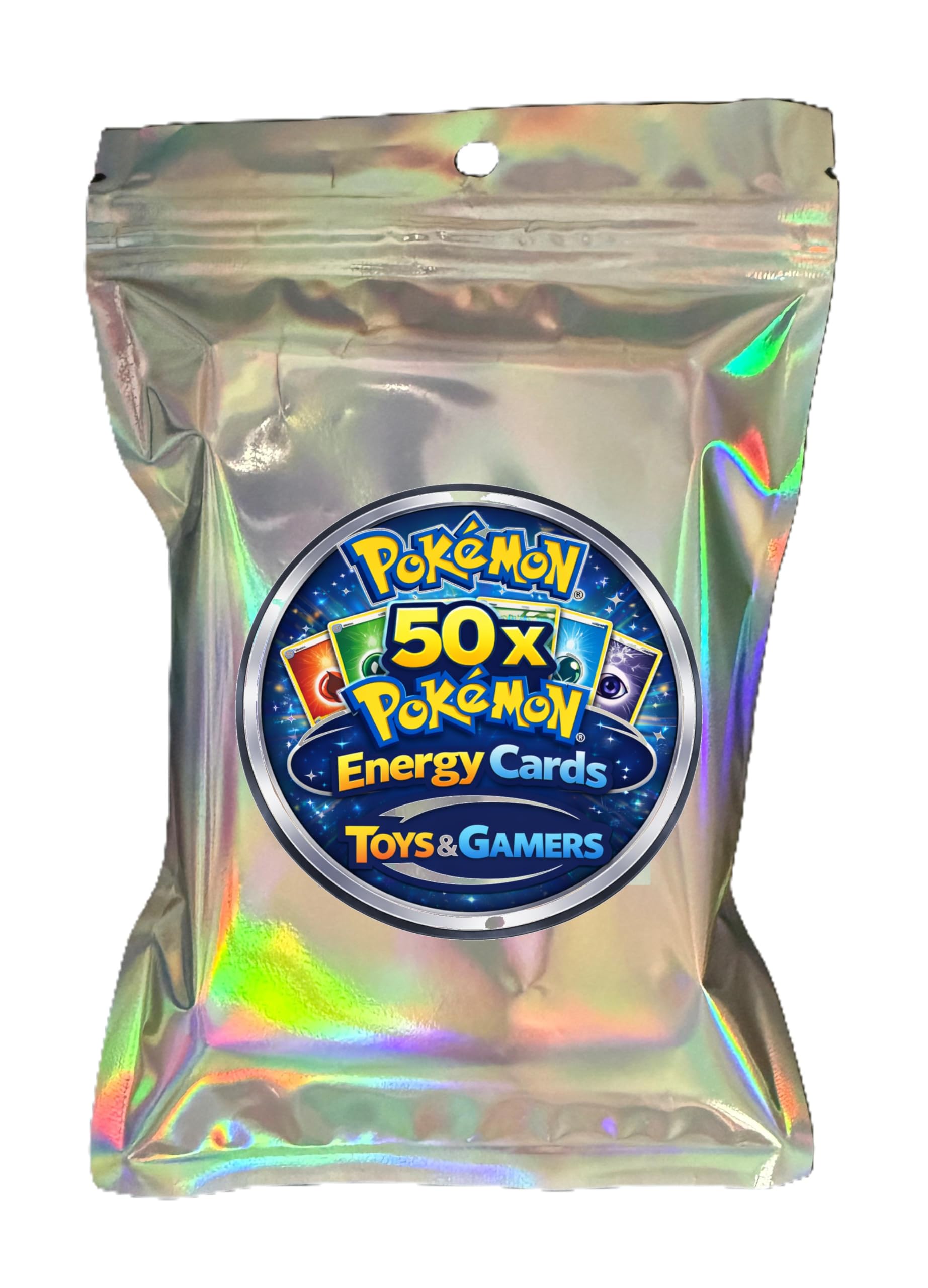 50x Random Pokémon Energy Cards Bundle | Assorted Lot from Official TCG Sets | Mystery Pack with Full Variety in Iridescent Bag - Toys & Gamers