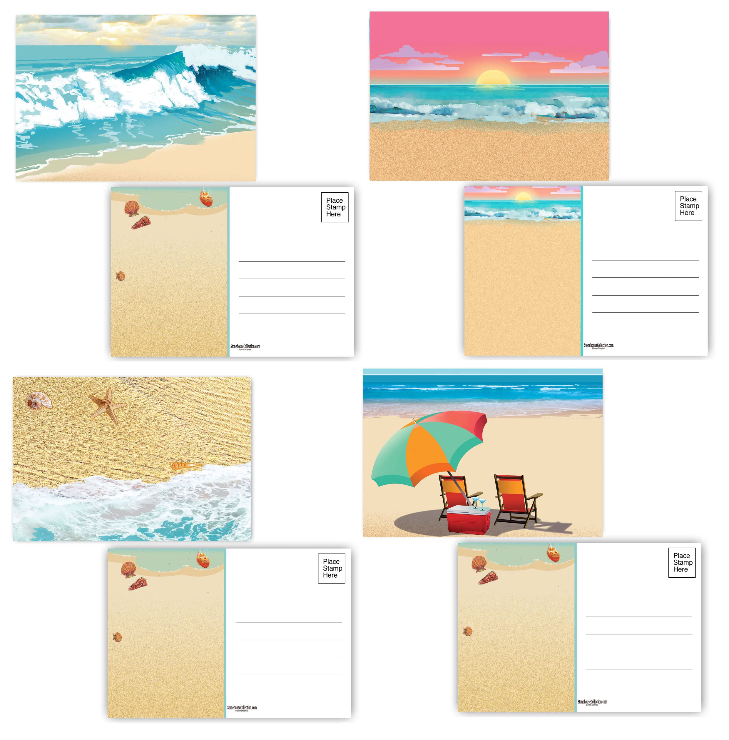 Stonehouse Collection Assorted Beach Postcards - 4 x 6 Beach Postcards - 40 Postcards