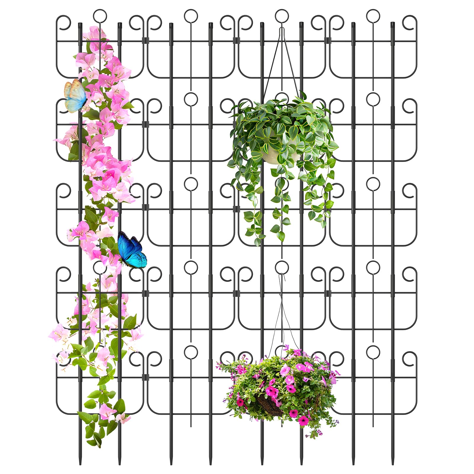 Trellis for Climbing Plants Outdoor, Expandable Heavy-Duty Metal Trellis for Raised Bed Plants, Flowers Vine Ivy, Sturdy Houseplant Pothos Plant Climber Support