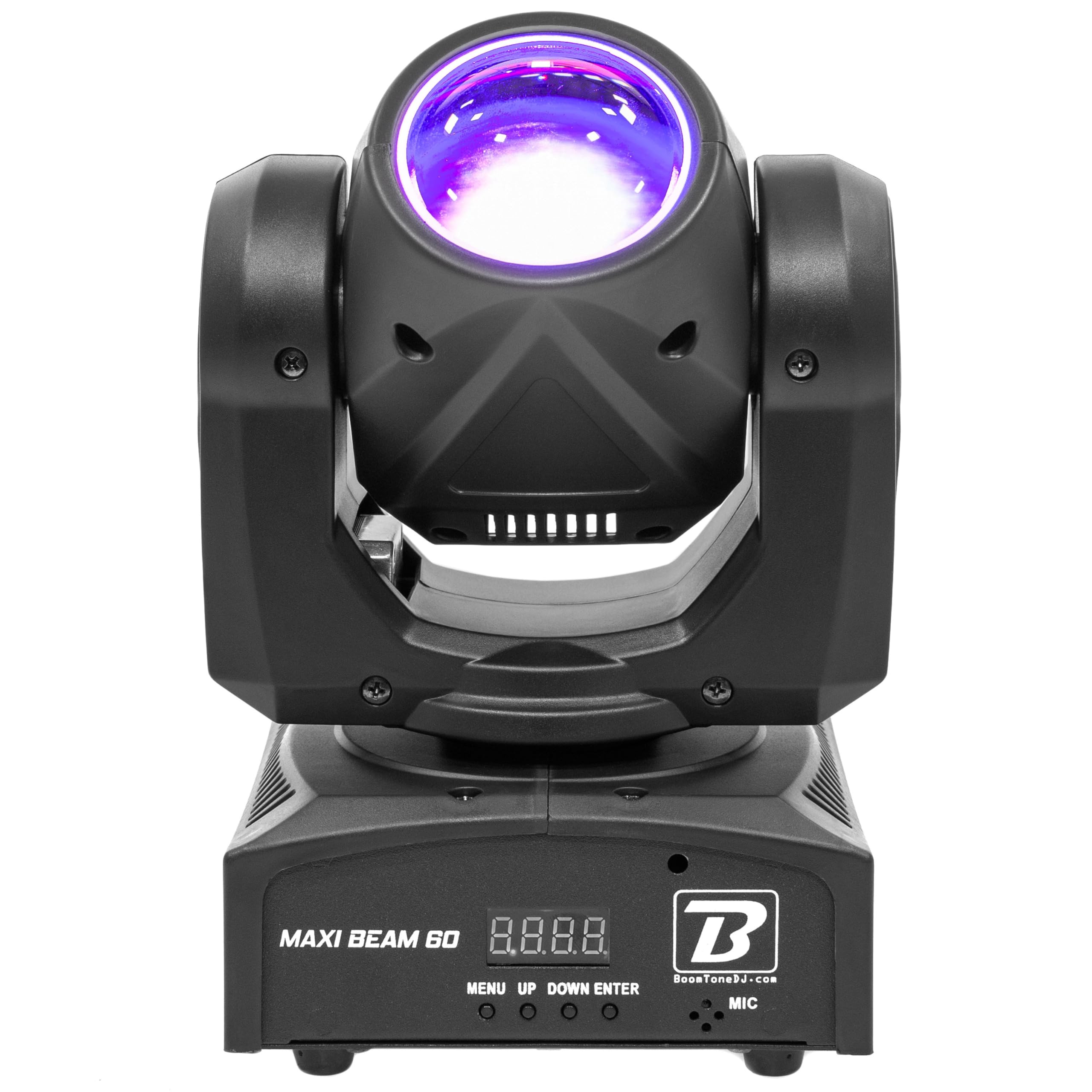 BoomToneDJ Maxi Beam 60 – Lyre Beam LED 60 W RGBW avec faisceau 2°, stroboscope, dimmer, DMX 12/14 canaux, modes auto et audio, effets rapides PAN/TILT, idéale DJ, clubs et événements live