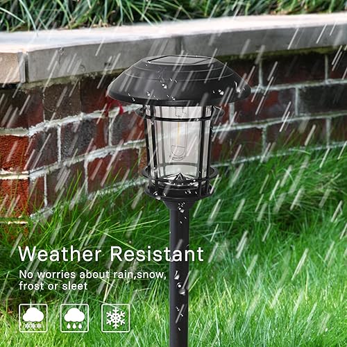 Miniatura 6 de Grand patio Solar Outdoor Lights, 5 Pack, Glass Light Aluminum & Steel Frame, Waterproof, All-Weather Pathway Light, Automatic Dusk and Dawn Sensor