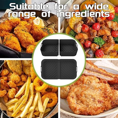 Miniatura 3 de 3 en 1 de silicona negra para freidora de aire Ninja Foodi Flexdrawer Dual 10.4L AF500 - Diseño de ranura para drenaje y circulación de calor, fácil