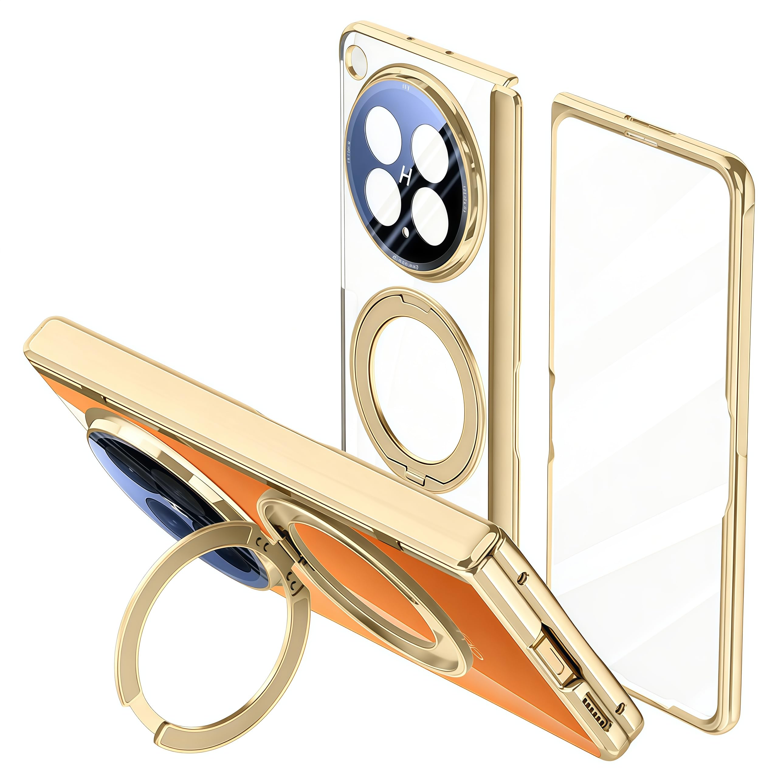 Coque Oppo Find N6 transparente antichoc rigide dorée - 8