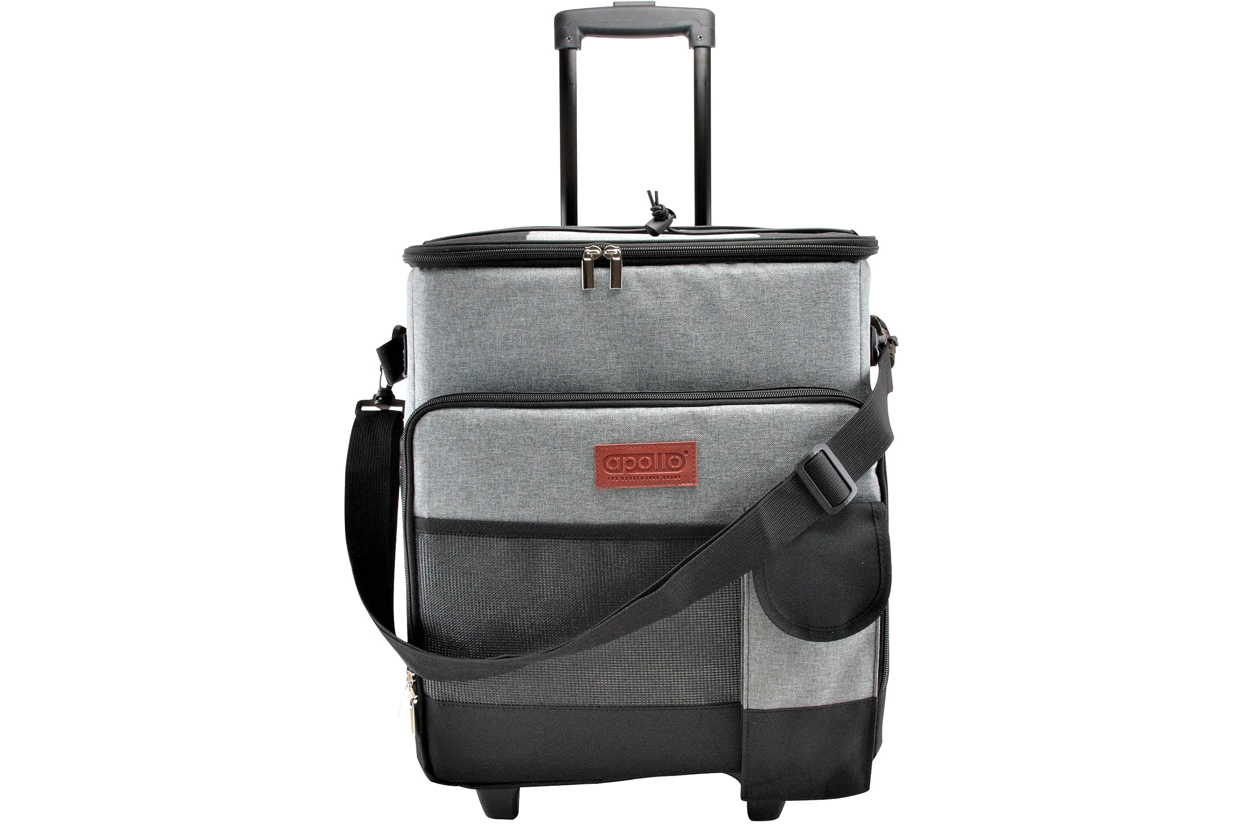 apollo THE HOUSEWARES BRAND Bolsa térmica con Ruedas de 35 L, Bolsa de Picnic Grande y Suave para Exteriores, Camping, Barbacoa, Viajes, portátil, Mantiene la Bebida Fresca Durante 6 Horas, Gris