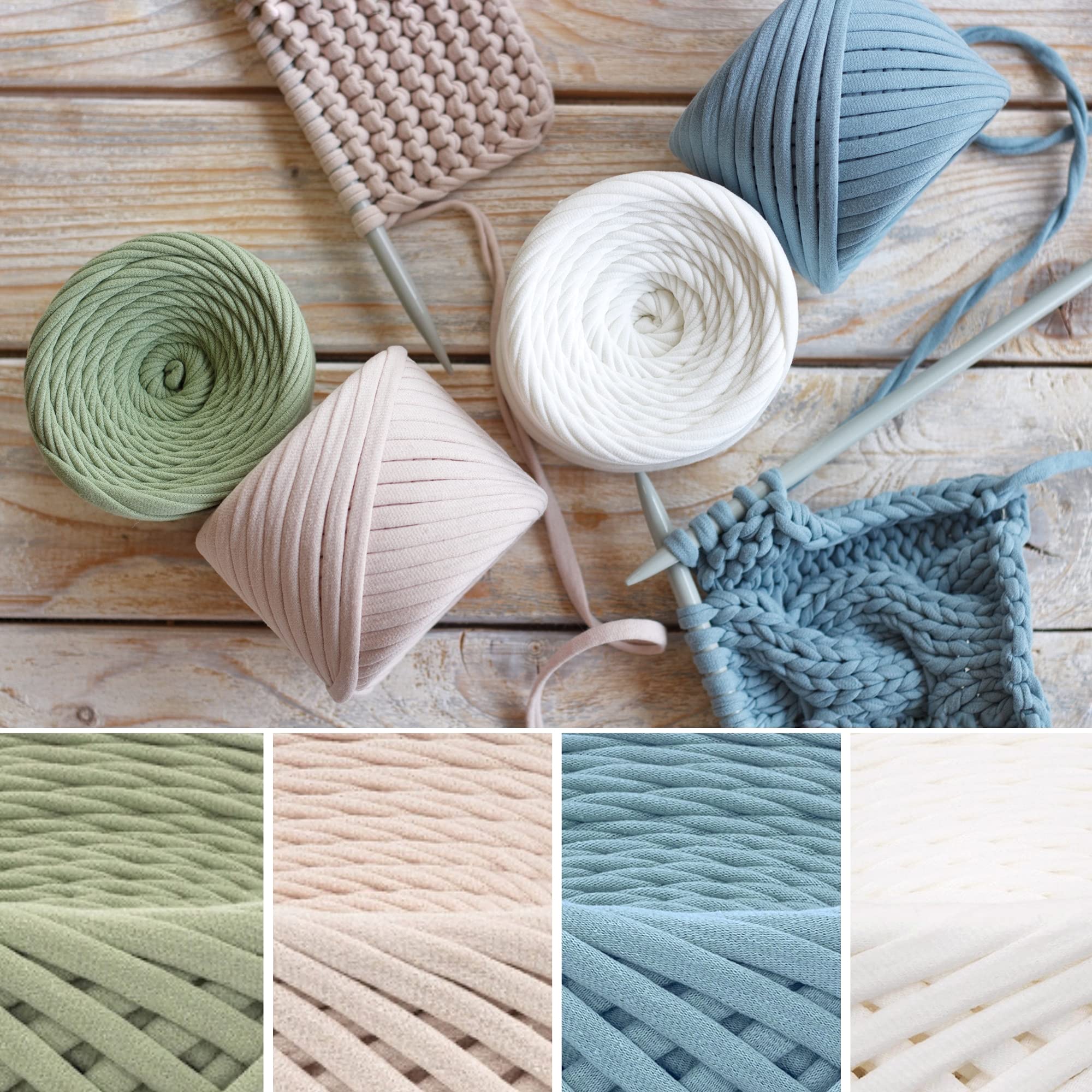 Circulo Fettuccini Zpagetti Fil de qualité supérieure pour t-shirt – Doux, léger, sans couture, sans nœuds. Facile à utiliser, Fettuccini Zpagetti, fil pour t-shirt pour crochet et tricot - 130 m