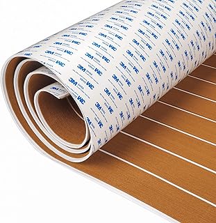 OCEANBROAD 3M Self-Adhesive EVA Foam Boat Flooring 96''x45.6''/36''/28.8''/16.8'', 48''x16.8'' Faux Teak Marine Boat Decking Sheet Non-Slip Mat for Boats Pontoon Yacht Swim Platform Helm Pad RV Floor