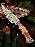 Vista 3 de Poshland Cuchillo Skinner de acero de Damasco hecho a mano de 9 pulgadas con espiga completa - Hoja en blanco sólida