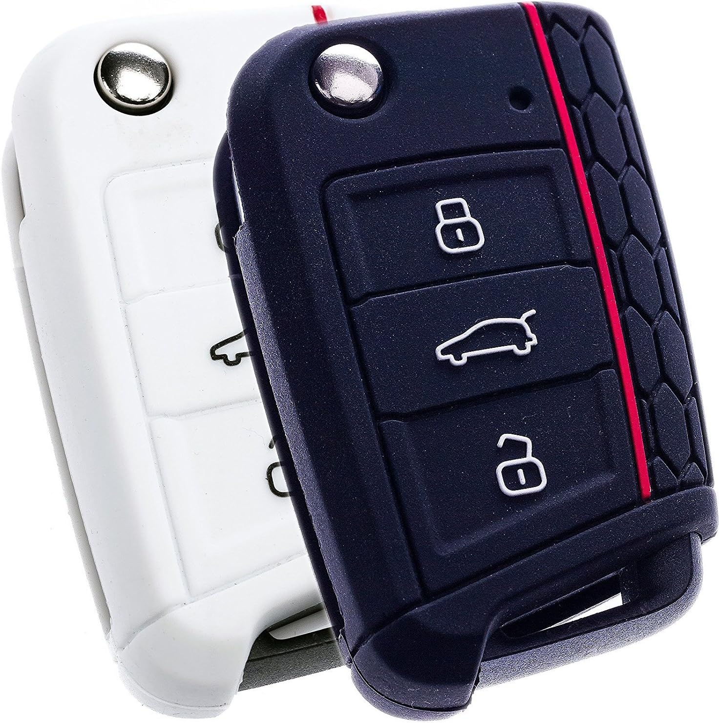 Silicone Key Cover set of 2, for Seat Leon 5F SC ST Black + White - Key Case Premium