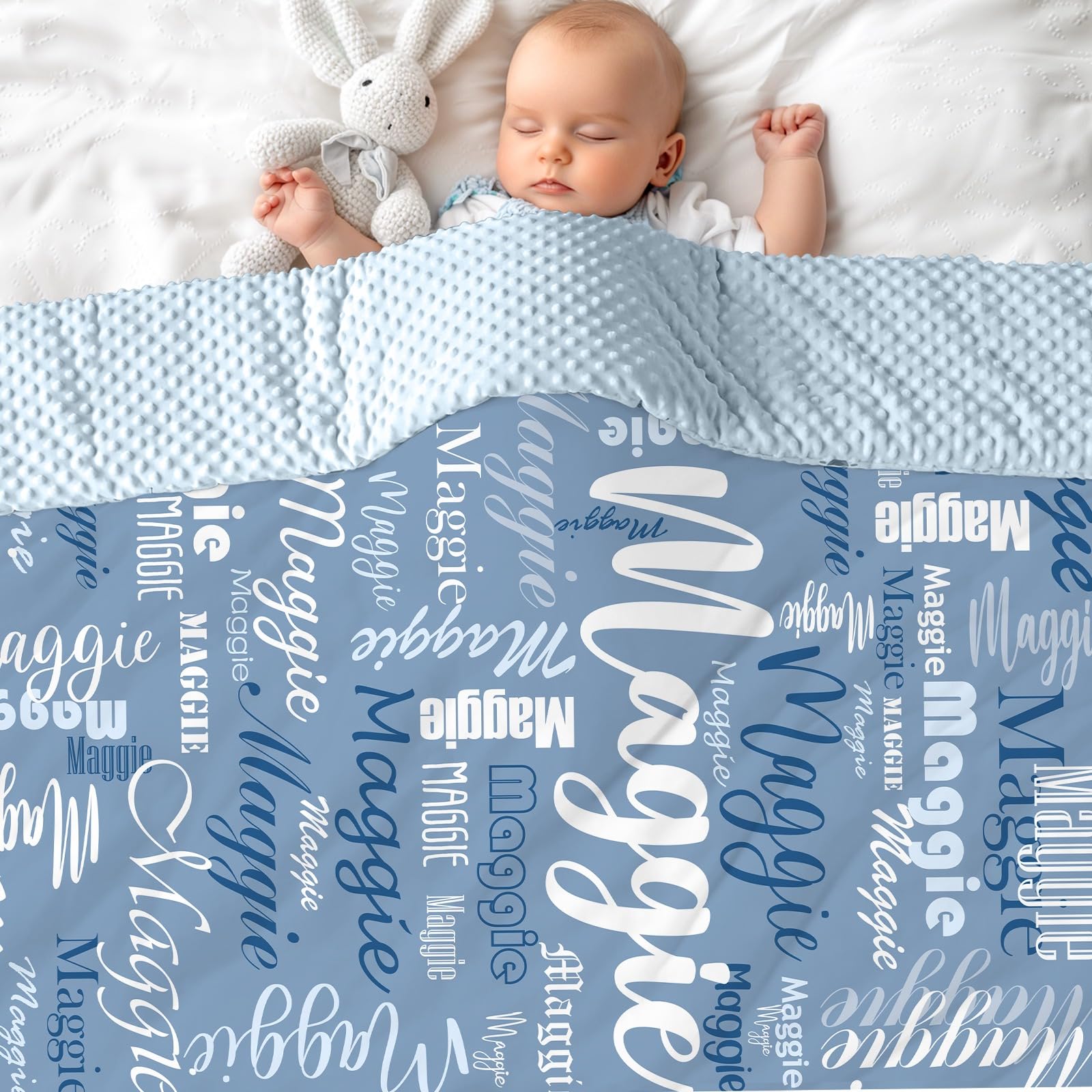 papasgix Personalised Baby Blanket for Newborn, Soft Plush Blankets with Dotted Backing, Custom Baby Blanket with Name Customised Baby Gift for Birthday Baby Shower