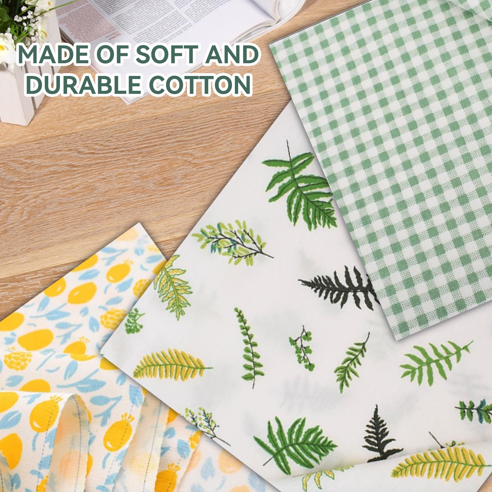 Set 8 Tessuti Patchwork In Cotone 50x50 Cm Con Fantasia Fiori E Libellule - Per Cucito Creativo