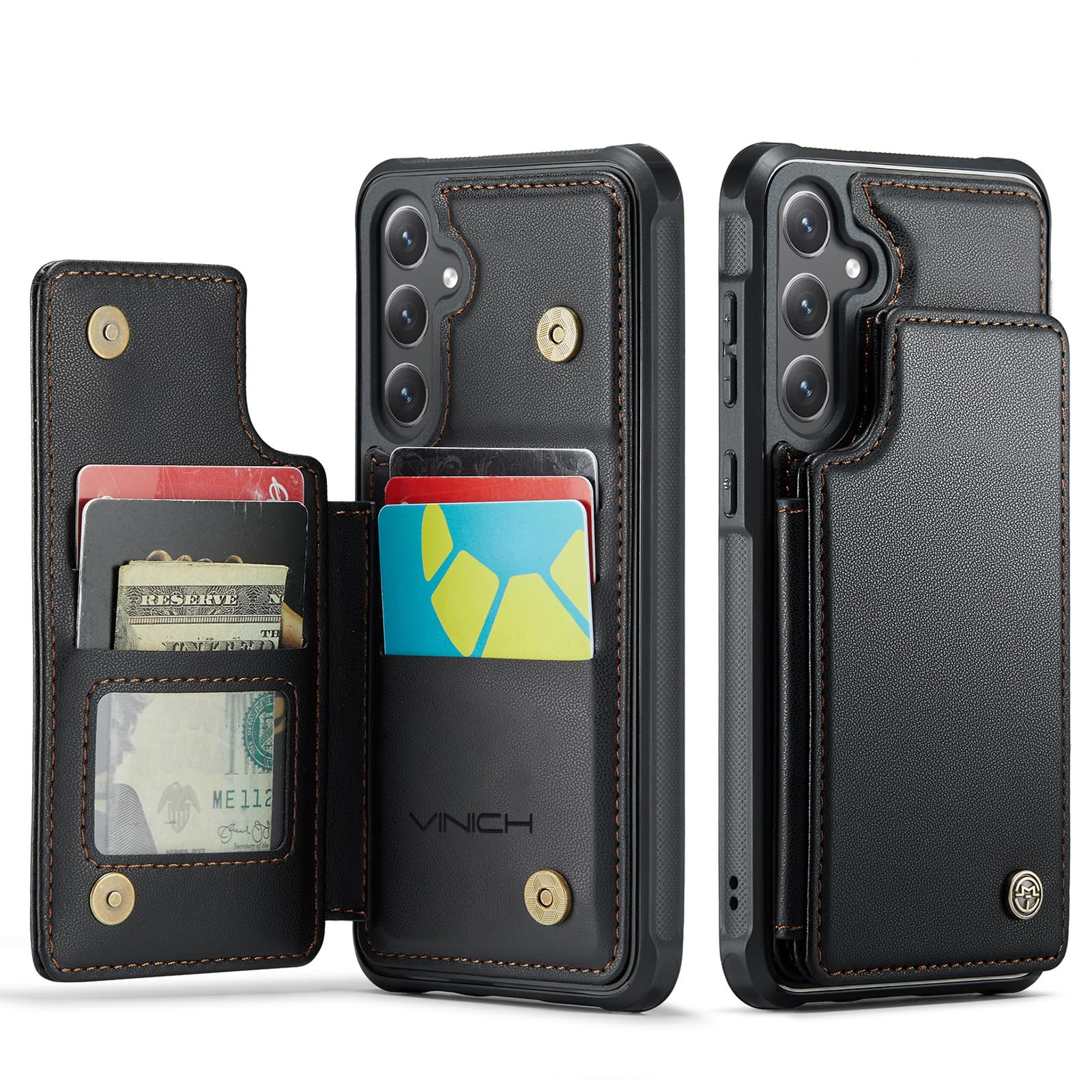 Vinich for Samsung Galaxy S24 FE Wallet Case with Card Holder, RFID Blocking Credit Slots Kickstand Shockproof Phone Cover Fit for Galaxy S24 FE 6.7"