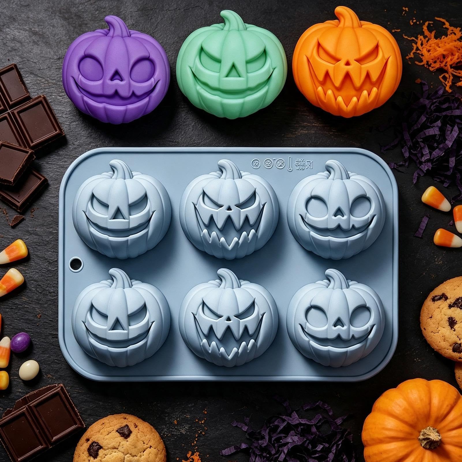 Stampo in Silicone a Forma di Halloween 6 Cavità Silicone Facile Sformatura