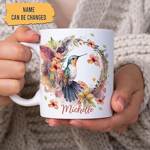 Miniatura 2 de Hyturtle Taza personalizada de colibrí, regalos para niñas, hombres y mujeres, regalos de cumpleaños para amantes de los colibríes, regalos de