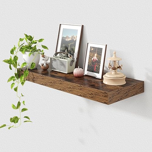 Miniatura 50 de Estantes flotantes de 12 pulgadas de profundidad, juego de 2 estantes flotantes marrones de 16 pulgadas, estantes rústicos de 16 pulgadas de ancho x