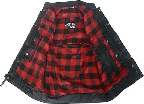 Miniatura 2 de SOA - Chaleco de cuero para hombre, con bolsillos ocultos para pistolas, con armadura de franela, color rojo, talla L