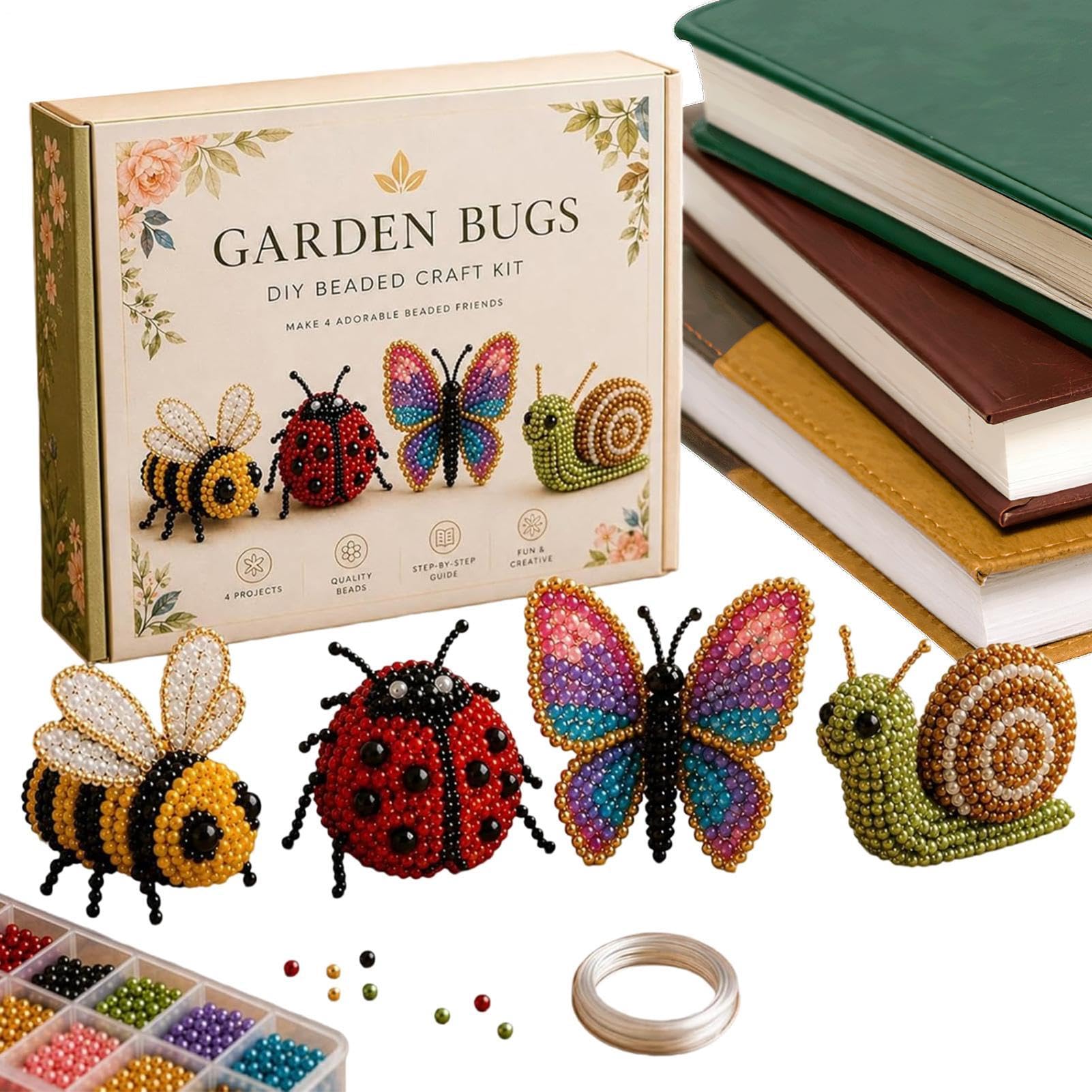 Beaded Animal Kit for Adults, Small 3D Seed Bead Craft Set - 4 Cute Animal Patterns with Easy Instructions, DIY Mini Beading Project for Beginners